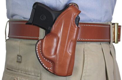DESANTIS MAVERICK HOLSTER RH - OWB LEATHER RUGER LCP II TAN