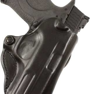 DESANTIS MINI SCABBARD HOLSTER - RH OWB LEATHER 1911 4-4.25 BLK