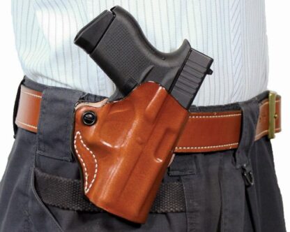 DESANTIS MINI SCABBARD HOLSTER - RH OWB LEATHER SIG P938 TAN