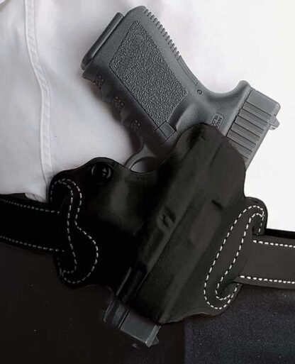 DESANTIS MINI SLIDE HOLSTER - OWB RH LEATHER S/A HELLCAT BLK