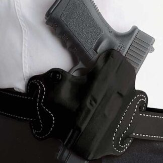 DESANTIS MINI SLIDE HOLSTER - OWB LH LEATHER S/A HELLCAT BLK
