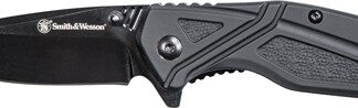 S&W KNIFE BLACK RUBBER 3" BLK - OXIDE BLADE W/POCKET CLIP