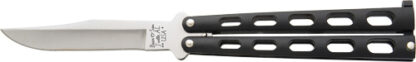 BEAR & SON BUTTERFLY KNIFE - 3.58" BLACK/SS CLIP POINT
