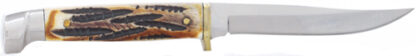 BEAR & SON INDIA STAG BIRD & - TROUT 3" W/LEATHER SHEATH USA - Image 4