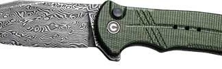 CIVIVI KNIFE COGENT 3.47" - GREEN MICARTA/DAMASCUS BTTNLK