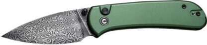 CIVIVI KNIFE QUIBIT 2.98" - GREEN/DAMASCUS BUTTON LOCK