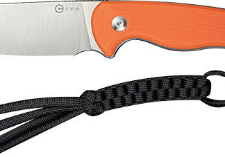 CIVIVI KNIFE TIMBERBARK 3.2" - FIXED ORANGE/SATIN G10 STNWASH