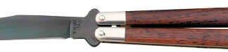 BEAR & SON BUTTERFLY KNIFE - 3.5" ROSEWOOD BLACK BLADE