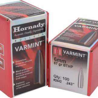 HORNADY BULLETS 6MM .243 - 87GR JHP-BT 100CT 25BX/CS