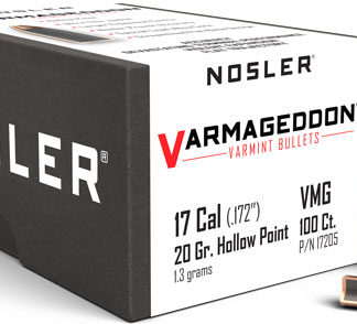 NOSLER BULLETS 17 CAL .172 - 20GR VARMAGEDDON FBHP 100CT