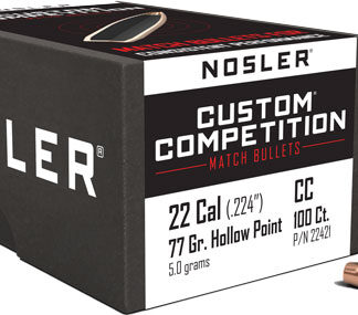 NOSLER BULLETS 22 CAL .224 - 77GR HP-BT CUSTOM COMP. 100CT