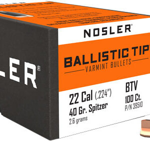 NOSLER BULLETS 22 CAL .224 - 40GR BALLISTIC TIP 100CT