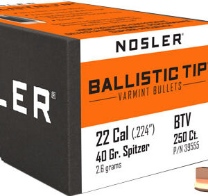 NOSLER BULLETS 22 CAL .224 - 40GR BALLISTIC TIP 250CT