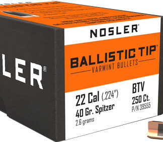 NOSLER BULLETS 22 CAL .224 - 40GR BALLISTIC TIP 250CT