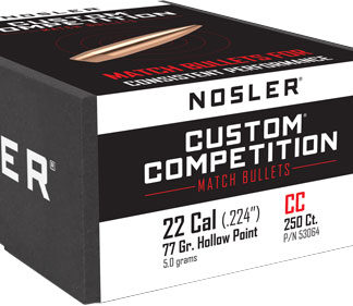 NOSLER BULLETS 22 CAL .224 - 77GR HP-BT CUSTOM COMP. 250CT