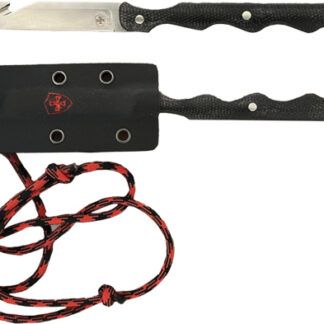 TEMPLAR KNIFE NECK KNIFE 2.46" - BLK W/RED POWDER D2 SLVR TNTO