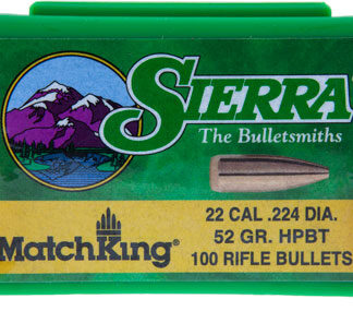 SIERRA BULLETS .22 CAL .224 - 52GR HPBT MATCH 100CT