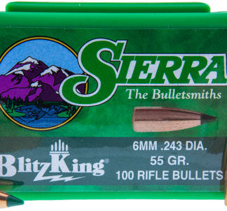SIERRA BULLETS 6MM .243 - 55GR BLITZKING 100CT
