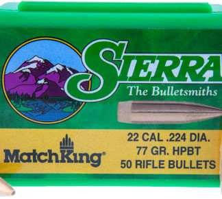 SIERRA BULLETS .22 CAL .224 - 77GR HPBT W/CANNELURE 50CT