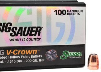 SIERRA BULLETS .45 CAL .4515 - 200GR JHP SIG V-CROWN 100CT