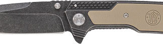 S&W STONEWASH DROP POINT 3.6" - BLADE W/ S&W LOGO IN G10 HNDL