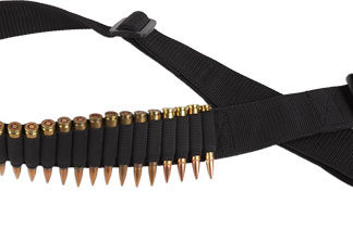 BULLDOG RIFLE AMMO BELT HOLDS - 24 CARTRIDGES ADJUSTABLE BLK