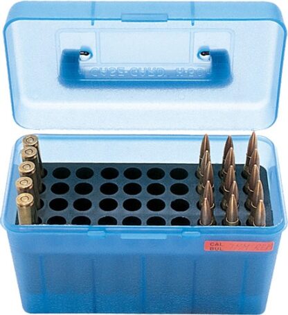 MTM DELUXE AMMO BOX 50-ROUNDS - RIFLE 7MM RM TO 300 WM CLR BLU - Image 2