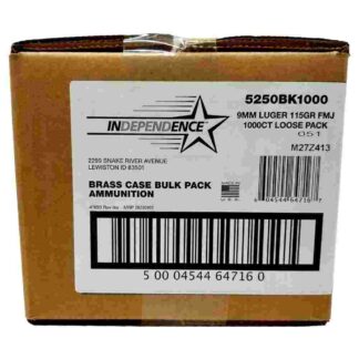 CCI Independence Handgun Ammunition 9mm Luger 115 gr FMJ 1145 fps 1000/ct (Loose Pack)