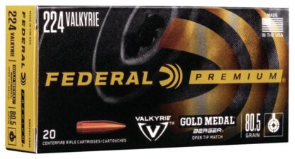Federal Gold Medal Berger Rifle Ammunition .224 Valkyrie 80.5 gr OTM 2925 fps 20/ct
