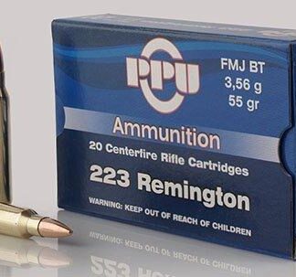 PPU Rifle Ammunition .223 Rem 55 gr FMJ-BT 3240 fps 20/ct