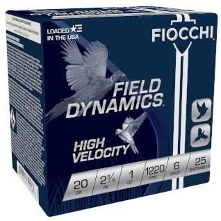 Fiocchi High-Velocity Hunting Load 20 ga 2 3/4" 2 3/4 dr 1 oz #6 1220 fps 25/ct
