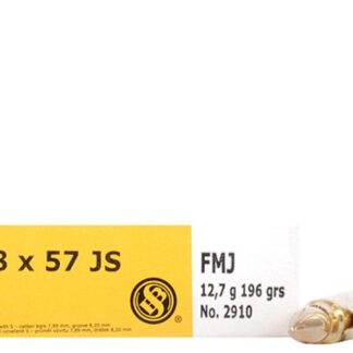 Sellier & Bellot Rifle Ammunition 8x57JS 196 gr FMJ 2540 fps - 20/box