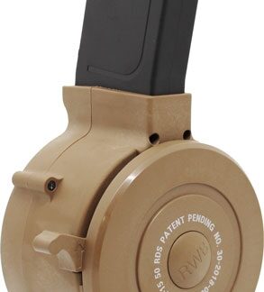 IVER JOHNSON MAGAZINE AR15 - 223 50RD DRUM TAN POLY