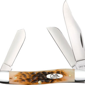 00128C_1 CASE KNIVES AMBER BONE PEACH - SEED JIG STOCKMAN